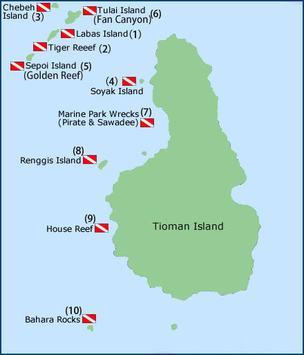 刁曼岛潜点地图